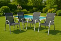 Kerti szék szett 4 db egymásra rakható magas háttámlával