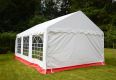 Kerti party sátor 6×4 m PVC 400 g/m²  fehér és piros csíkos