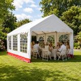 Kerti party sátor 6×4 m PVC 400 g/m²  fehér és piros csíkos
