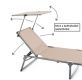 DIVERO Összecsukható kerti nyugágy tetővel XXL bézs
