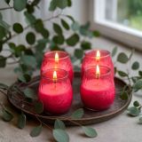 NEXOS Gyertya készlet rózsaszín üvegben 10 cm 4 db