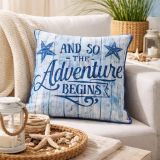 NEXOS Dekoratív párna kék fa megjelenéssel 40 x 40 cm