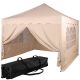 INSTENT BASIC Kerti pavilon 3 x 3 m champagne + 4 oldalfal