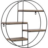 STILISTA Fali kerek polc 48 x 48 x 12 cm sötét fa