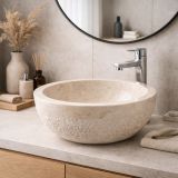 Mosdókagyló természetes kőből - GEMMA 516 Cream Ø45