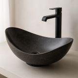 INDERA Mosdókagyló márvány TURPIS Black 33 x 45 cm