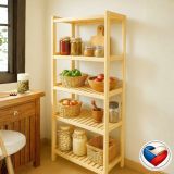 Fából készült polc  5 polccal 173x80x33 cm cseh gyártmány