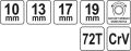Kétoldalas racsnis kulcs 10-13-17-19 mm