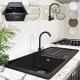 AQUAMARIN Gránit konyhai mosogató 76 x 46 cm fekete