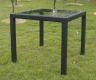 Fekete rattan asztal, üveglappal - 80 x 80 cm