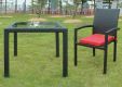 Fekete rattan asztal, üveglappal - 80 x 80 cm